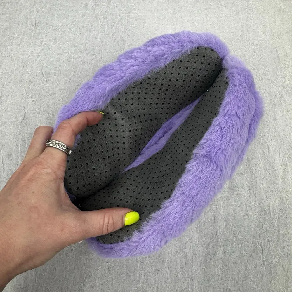 Northeast Outfitters Cozy Cabin Girls' Fur Heart Slippers Size Small Purple